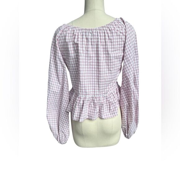 Caroline Constas pink gingham blouse size small - Picture 4 of 6